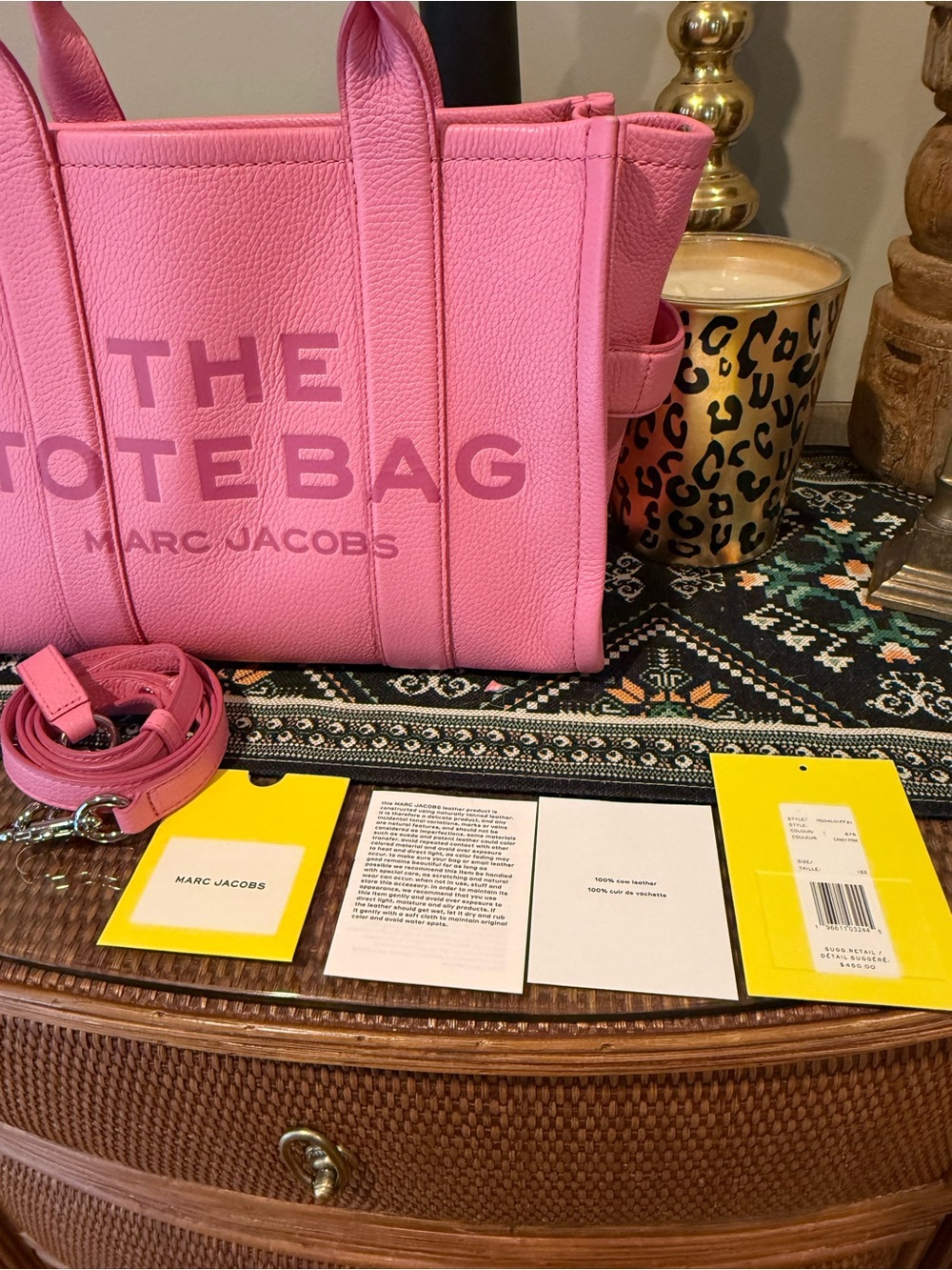 Marc Jacobs Bubble Gum pink ‘The Tote Bag' 100% real Leather Tote - Picture 2 of 6